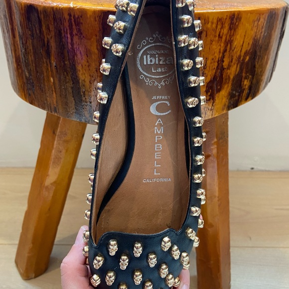 Jeffrey Campbell Black and Gold Studded Loafers - Picture 6 of 12